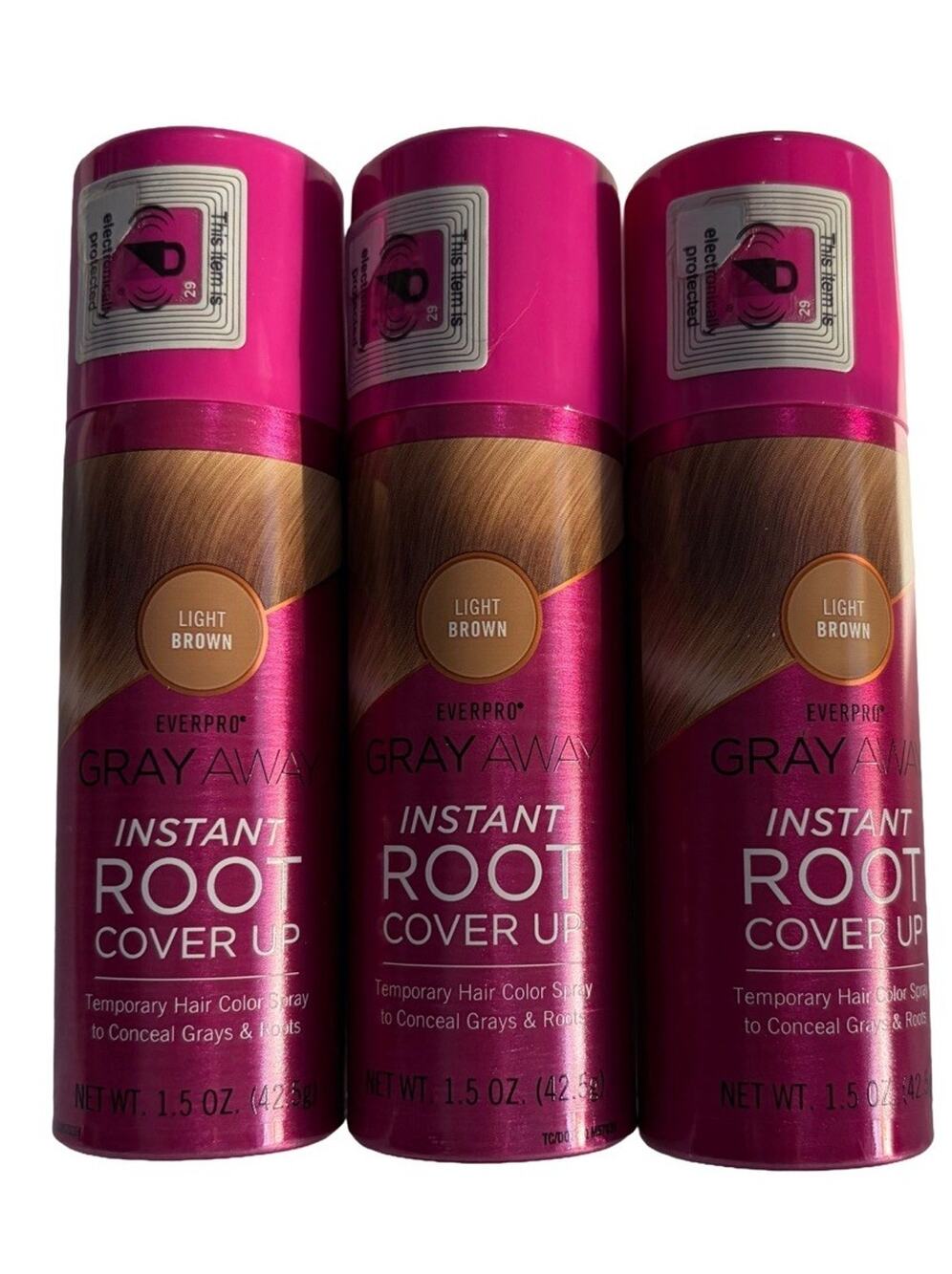 Everpro Gray Away Instant Root Cover Up Light Brown 1.5 oz Spray 3 Pack NEW